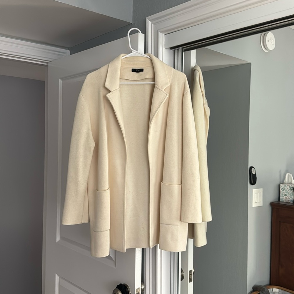 J. Crew (XXL) Eloise Sweater Blazer Jacket Notch Lapel knit sweater blazer cream